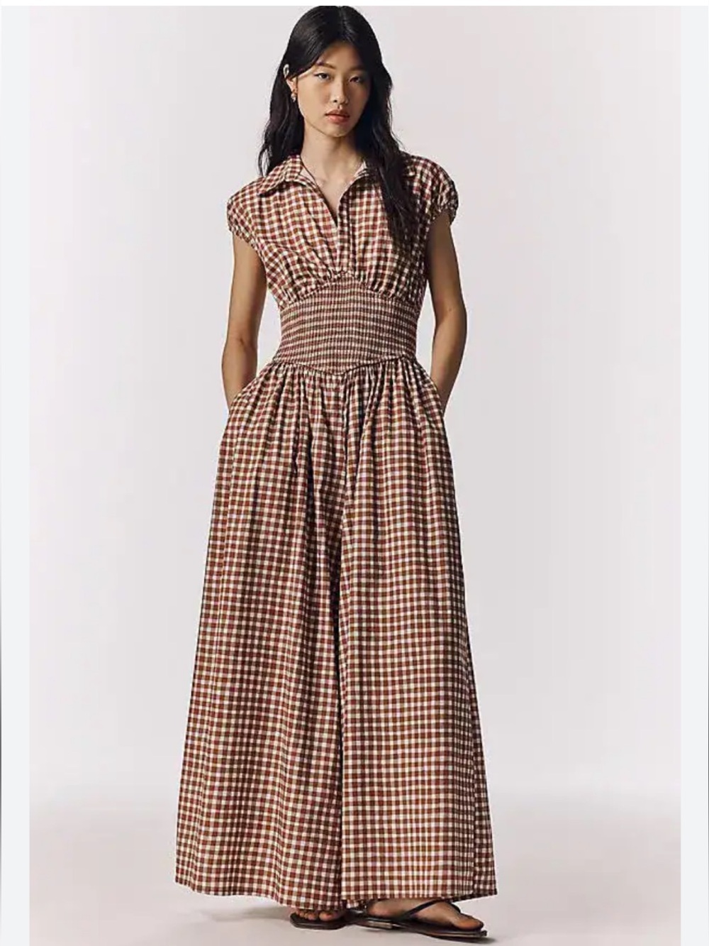 NWT retail $248 size XS #Anthropologie,#Hutch. “Gingham Basque-Waist Jumpsuit”.